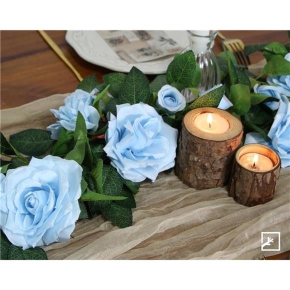 5Pcs 32.5FT Blue Rose Garland Fake Flower Vines Faux Artificial Floral Garland - Picture 5 of 7